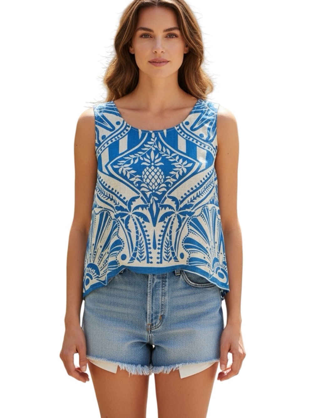 C&C California Linen Y2K Tank Top NWT Size S - Brushed Gold Button Back